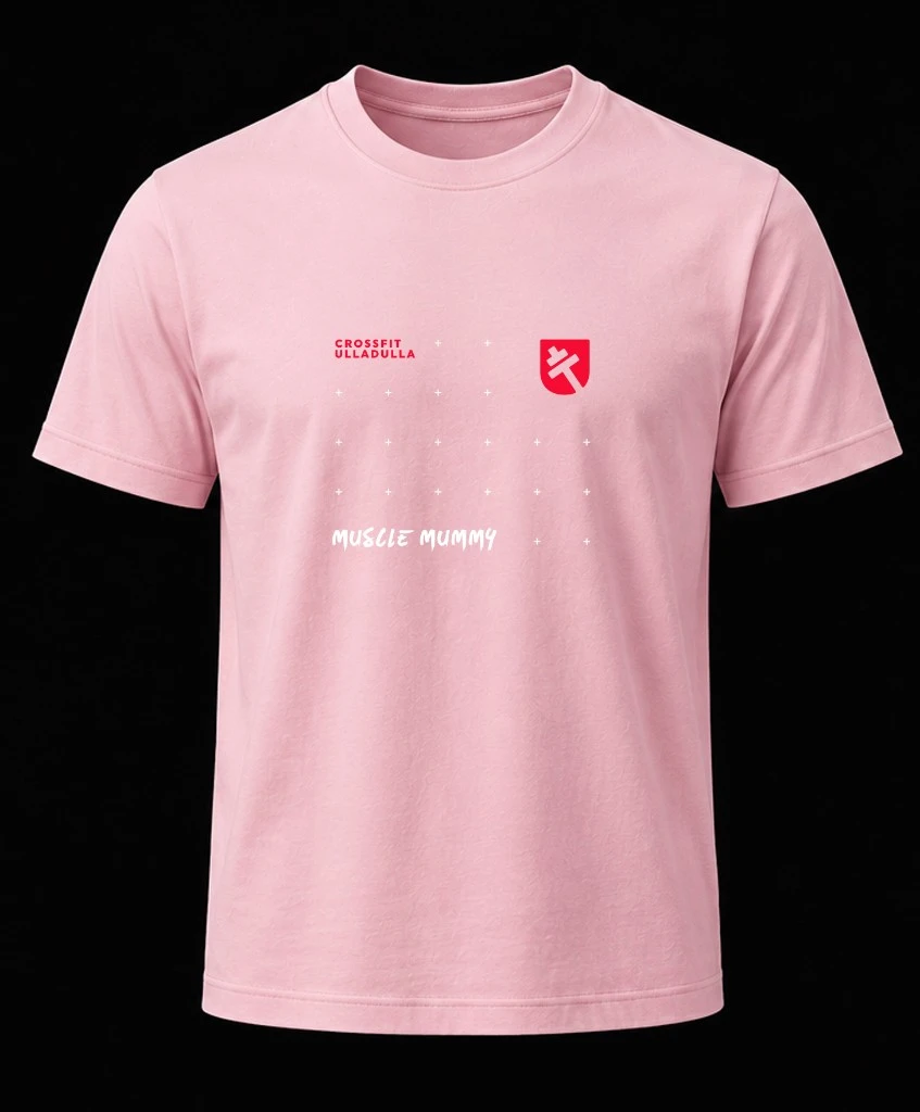 Muscle Mummy Lifting Club tee in pink — front