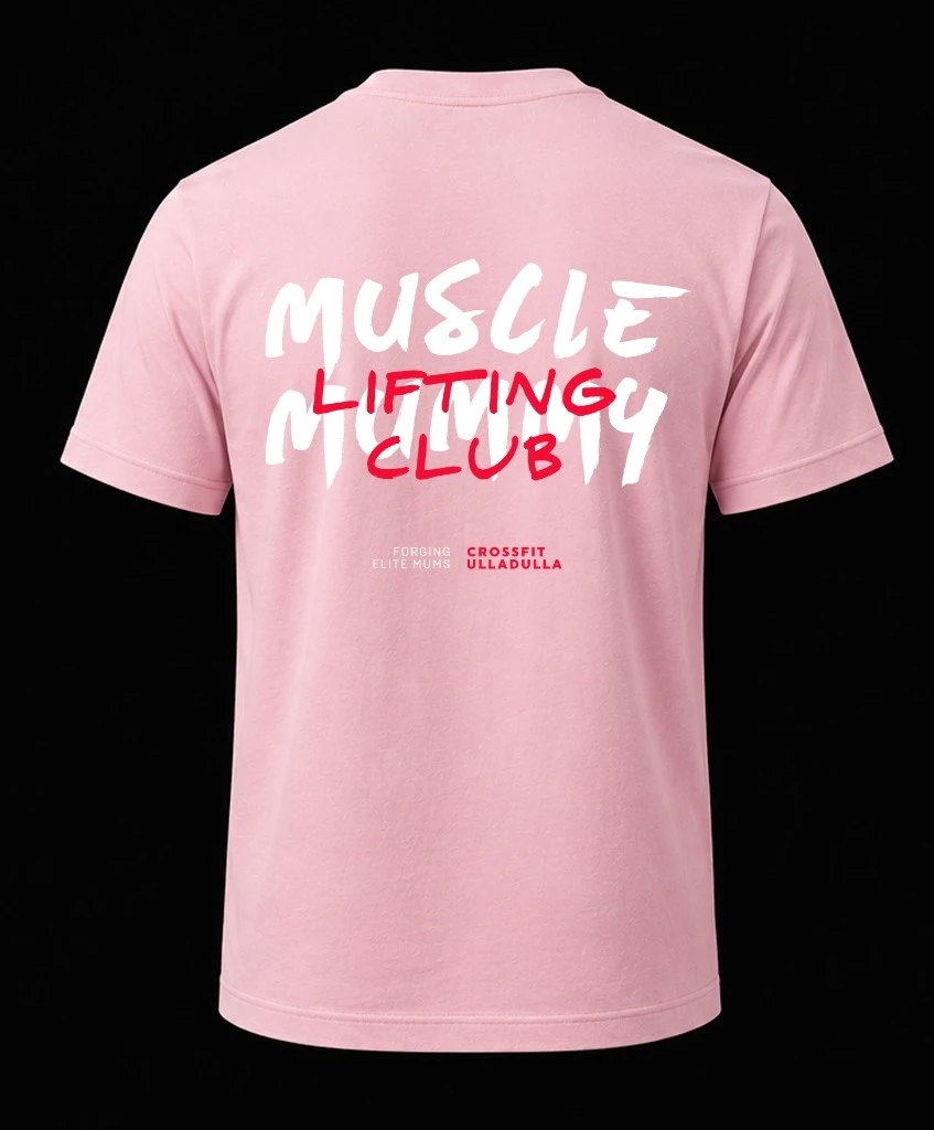Muscle Mummy Lifting Club tee in pink — back