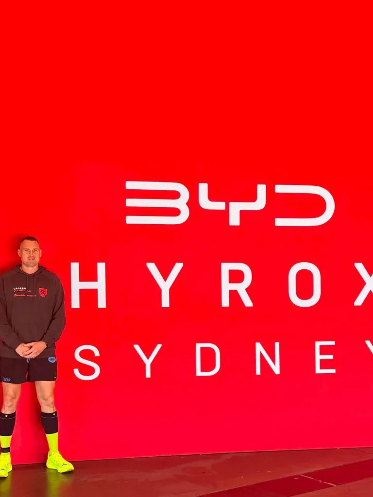 A CrossFit Ulladulla athlete at the BYD HYROX Sydney wall